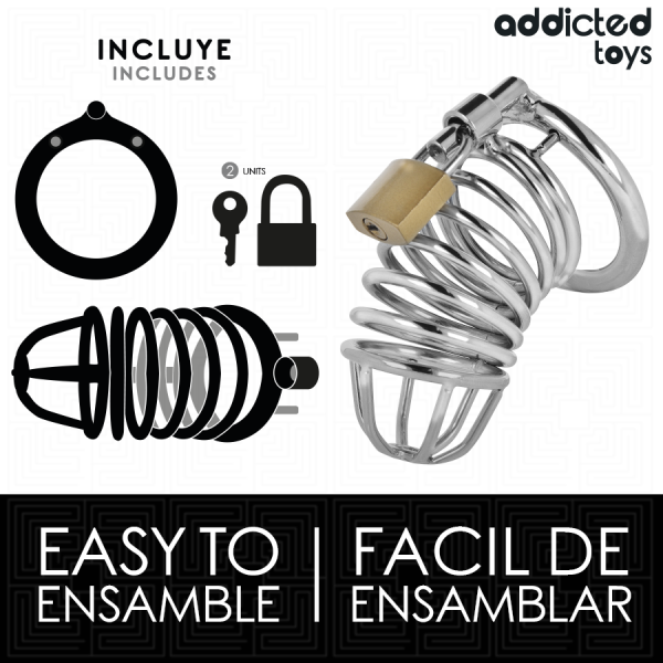 ADDICTED TOYS LOCKED - CAGE À PÉNIS EN MÉTAL IRON CELL 4 CM TAILLE S ADDICTED TOYS LOCKED