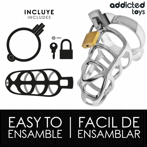 ADDICTED TOYS LOCKED - CAGE À PÉNIS EN MÉTAL AVEC VERROU ARGENT TAILLE M ADDICTED TOYS LOCKED