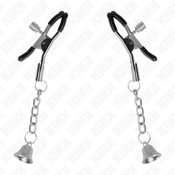 KINK - PINZAS PARA PEZONES COLGANTE CAMPANA DE PLATA 6 CM AGARRE 