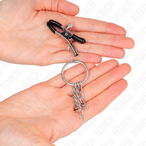 KINK - PINCE A METON O RING ET PETITE CHAINE ARGENT 6 CM KINK NIPPLE GRIP