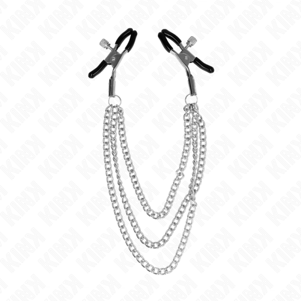 KINK - PINCES À METELIER AVEC 3 CHAÎNES ARGENT 20/23/28 CM KINK NIPPLE GRIP
