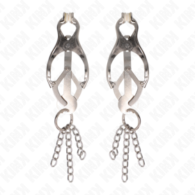 KINK - PINCES À METELLES TRÈFLE JAPONAIS AVEC PETITES CHAÎNES ARGENT KINK NIPPLE GRIP