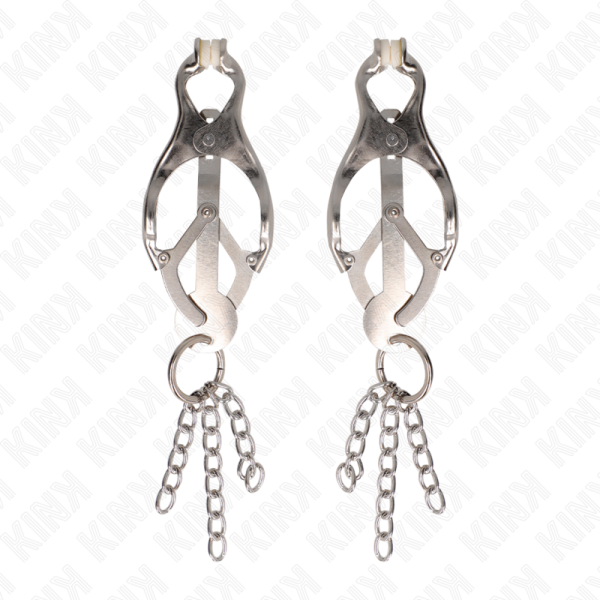 KINK - PINCES À METELLES TRÈFLE JAPONAIS AVEC PETITES CHAÎNES ARGENT KINK NIPPLE GRIP