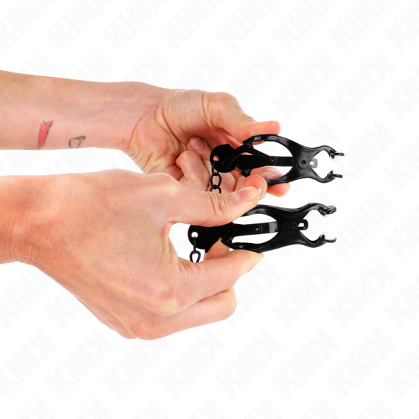KINK - PINCES À METELLES TRÈFLE JAPONAIS AVEC CHAÎNE NOIR 30 CM KINK NIPPLE GRIP