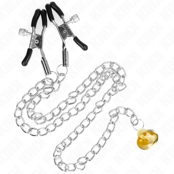 KINK - PINZAS PARA PEZONES DE CADENA CON COLGANTE DE CUERNO 30 CM