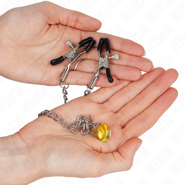 KINK - PINZAS PARA PEZONES DE CADENA CON COLGANTE DE CUERNO 30 CM