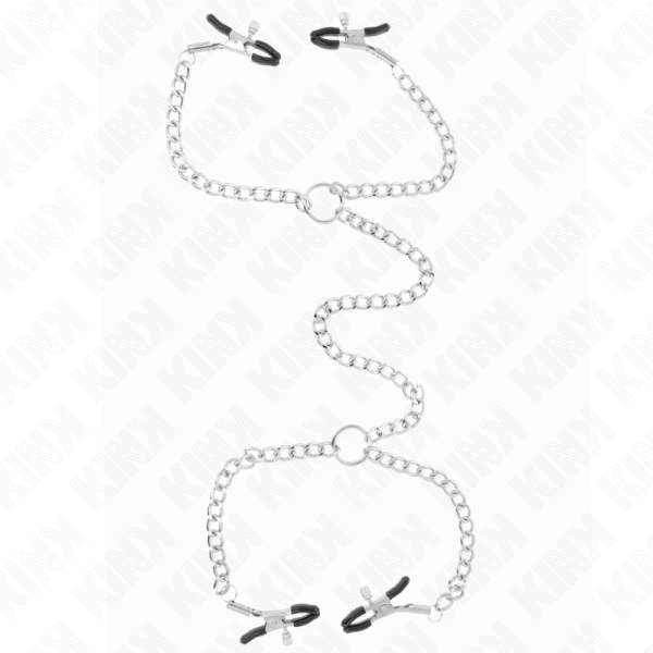 KINK - 4 PINCES À METON CHAÎNE 32 CM AVEC PETITES CHAÎNES 14 CM KINK NIPPLE GRIP