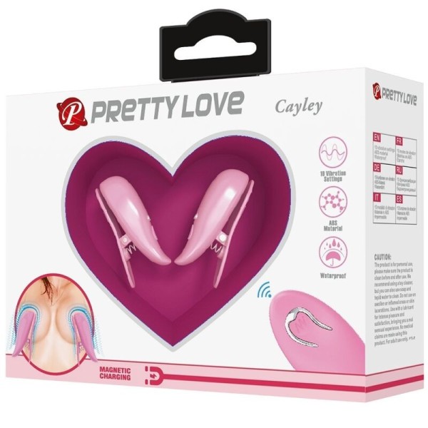 PRETTY LOVE - PINCES À TÉTONS CAILEY 10 VIBRATIONS TÉLÉCOMMANDE ROSE PRETTY LOVE