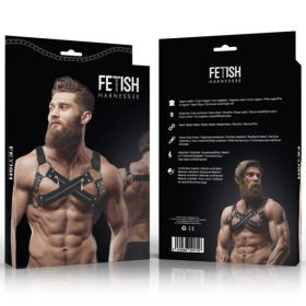 FETISH SUBMISSIVE ATTITUDE - HARNAIS DE POITRINE CROISÉ EN NÉOPRÈNE RÉGLABLE AVEC FERMETURES GLISSIÈRE POUR HOMMES FETISH SUBMIS