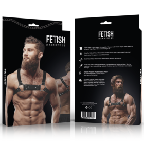 FETISH SUBMISSIVE ATTITUDE - HARNAIS DE POITRINE BULLDOG EN CUIR ÉCOLOGIQUE POUR HOMMES TAILLE M/L FETISH SUBMISSIVE ATTITUDE