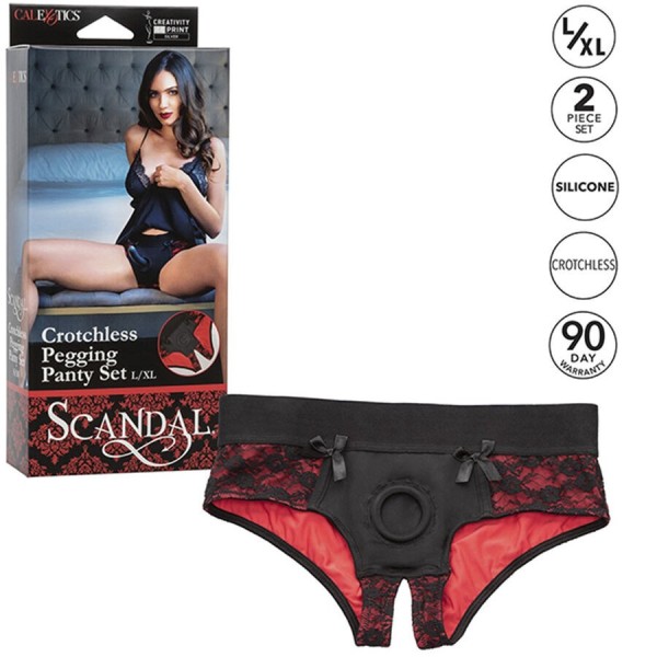 CALEXOTICS - SCANDAL ENSEMBLE DE CULOTTES SANS ENTREJAMBE AVEC GODE TAILLE L/XL CALEXOTICS