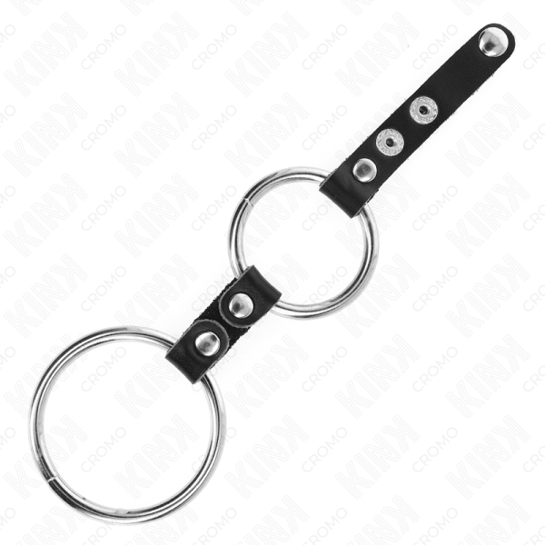KINK - ANEL DE PÊNIS DUPLO 3,8 CM A 5 CM CONECTADO POR COURO KINK RING POWER