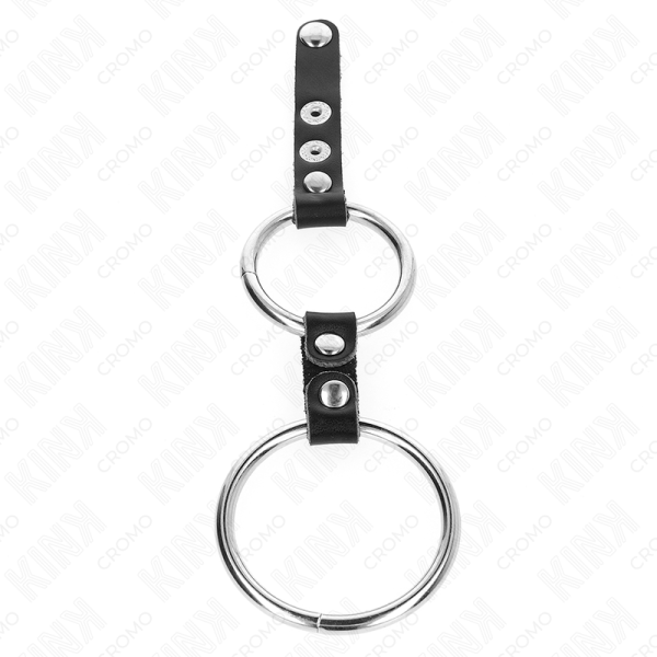 KINK - ANEL DE PÊNIS DUPLO 3,8 CM A 5 CM CONECTADO POR COURO KINK RING POWER
