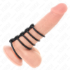 KINK - 5 ANNEAUX PÉNIS EN SILICONE DE 3,8 CM À 4,8 CM CONNECTÉS PAR DU CUIR KINK RING POWER