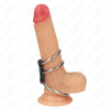 KINK - ANEL PARA PÊNIS DE METAL TRIPLO 3,7 CM A 5 CM CONECTADO AO COURO KINK RING POWER