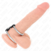 KINK - DOUBLE ANNEAU PÉNIS EN MÉTAL DE 3,7 CM À 5 CM RELIE PAR SANGLE EN CUIR MODÈLE 2 KINK RING POWER