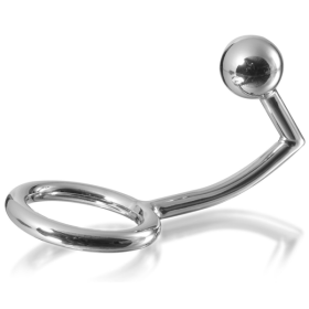 METAL HARD - ANNEAU COCK RING AVEC CROCHET INTRUS ANAL 40MM METAL HARD
