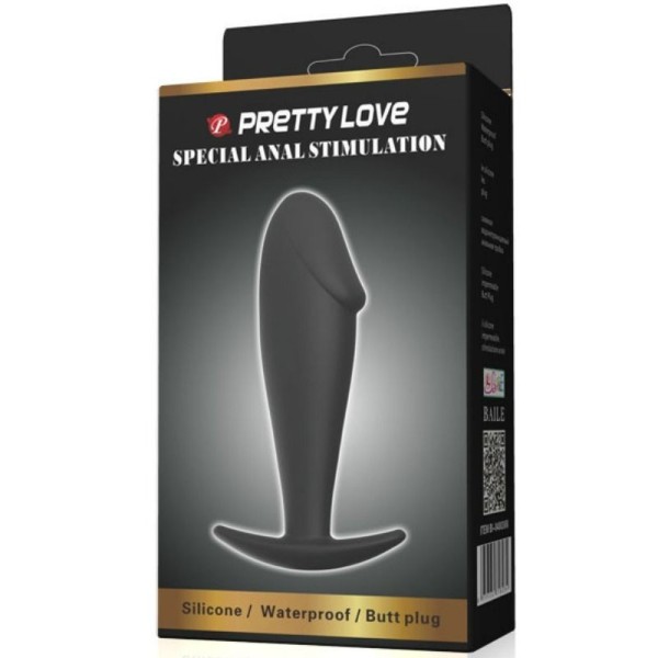 PRETTY LOVE - PLUG ANAL CON FORMA DE PENE DE SILICONA NEGRO PRETT