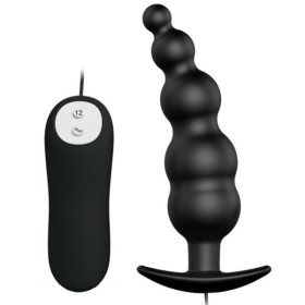 PRETTY LOVE - PLUG ANAL SILICONE EXTRA STIMULATION ET 12 MODES DE VIBRATION NOIR PRETTY LOVE BOTTOM