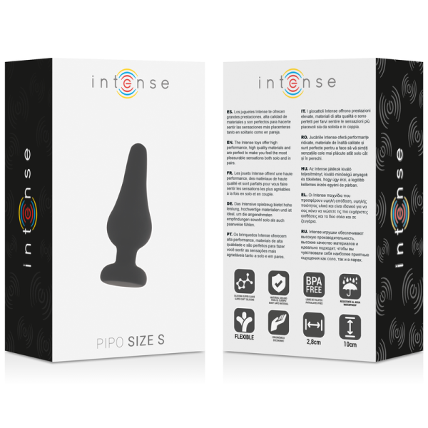 INTENSE - PIPO S PLUG ANAL DE SILICONA NEGRO 9,8 CM JUGUETES ANAL