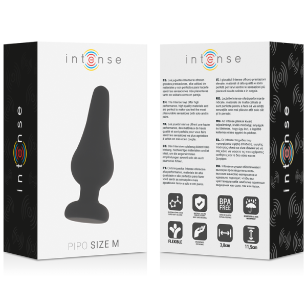 INTENSE - PIPO M PLUG ANAL SILICONA NEGRO 11 CM JUGUETES ANALES I