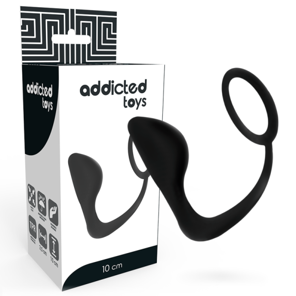 ADDICTED TOYS - PLUG ANAL CON ANILLO PARA EL PENE NEGRO ADDICTED 