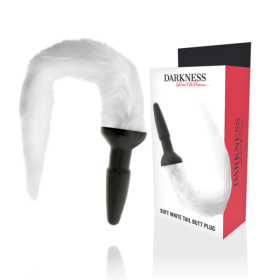 DARKNESS - PLUG ANAL DE SILICONE COM CAUDA BRANCA DARKNESS ANAL