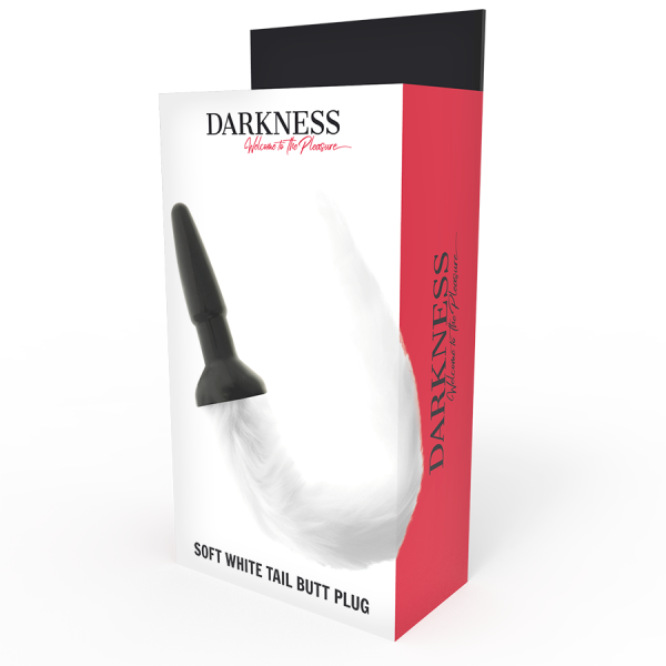 DARKNESS - PLUG ANAL DE SILICONE COM CAUDA BRANCA DARKNESS ANAL