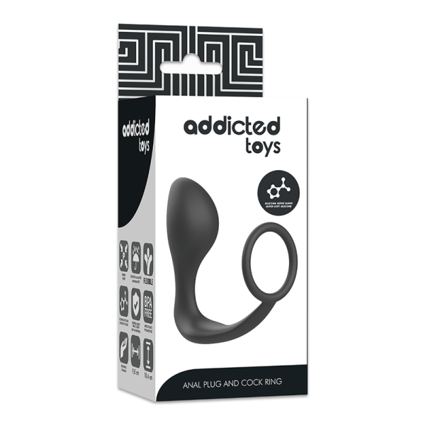 ADDICTED TOYS - PLUG ANAL CON ANILLO DE SILICONA NEGRO ADDICTED T
