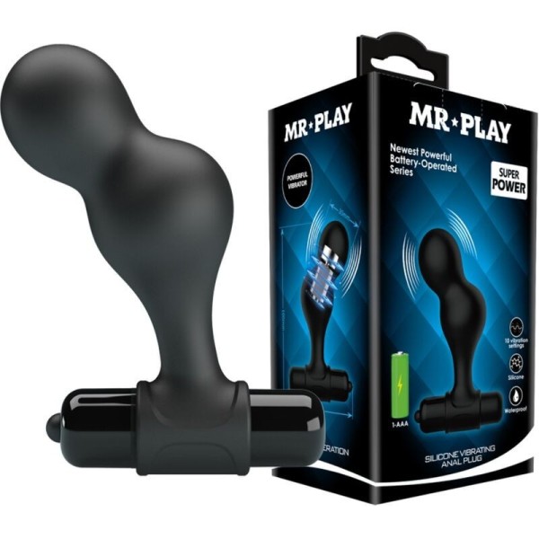 MR PLAY - PLUG ANAL VIBRADOR DE SILICONA NEGRO MR PLAY
