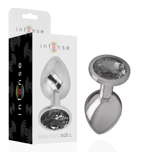 INTENSE - PLUG ANAL EN MÉTAL ALUMINIUM AVEC VERRE NOIR TAILLE L INTENSE ANAL TOYS