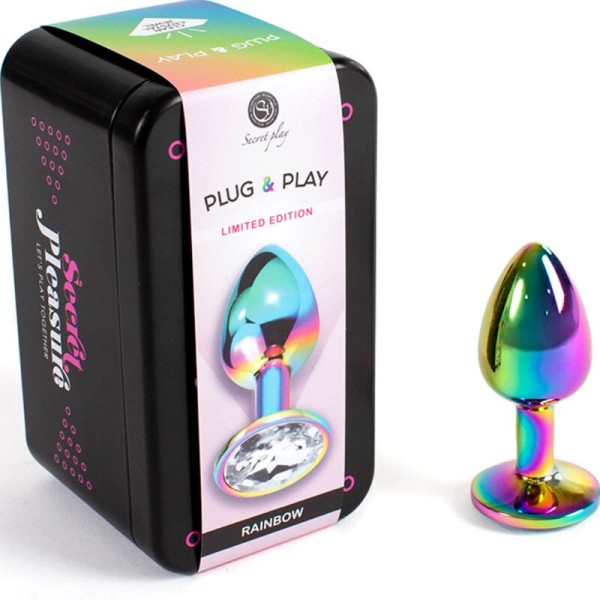 SECRETPLAY - PLUG ANAL DE METAL ARCO IRIS TAMAÑO PEQUEÑO 7 CM SEC
