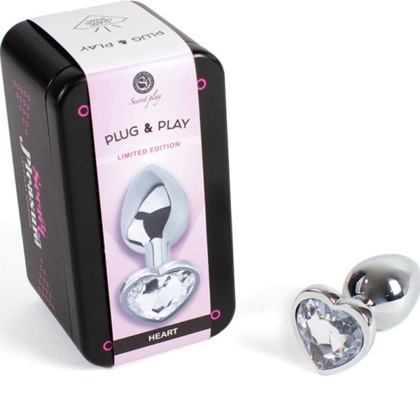 SECRETPLAY - PLUG ANAL EN MÉTAL COEUR CRISTAL CLAIR PETITE TAILLE 7 CM SECRETPLAY TOYS