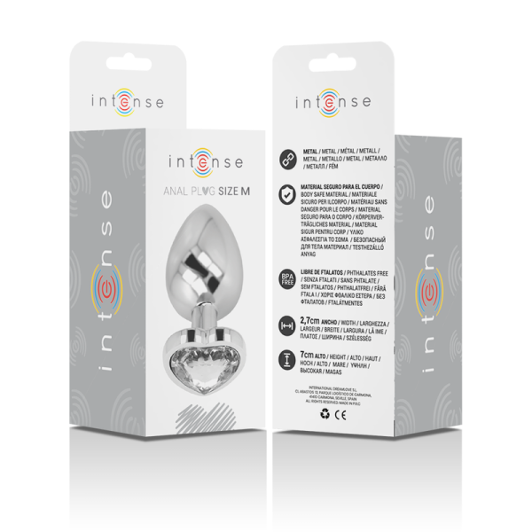 INTENSE - PLUG ANAL DE METAL DE ALUMINIO BLANCO CORAZÓN TAMAÑO M 