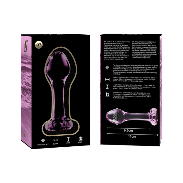 NEBULA SERIES BY IBIZA - PLUG ANAL MODÈLE 2 VERRE BOROSILICATE ROSE 11 CM -O- 3.5 CM NEBULA SERIES BY IBIZA