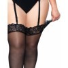 LEG AVENUE - OUTLET - BAS EN NYLON NOIR AVEC DENTELLE TOP PLUS LEG AVENUE HOSIERY