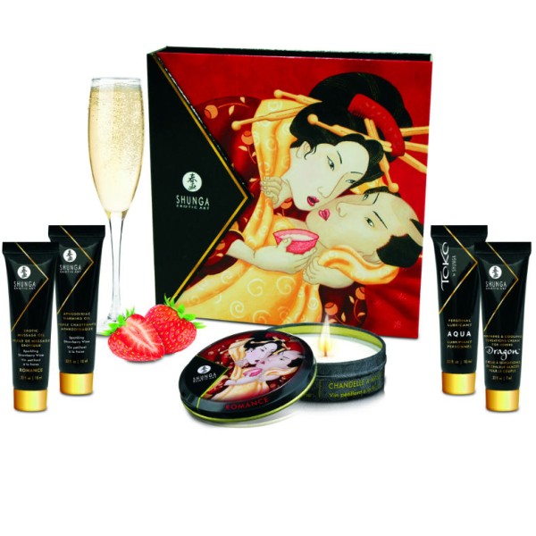 Shunga - KIT Secret Geisha Fresas Y Cava – Kits de masaje