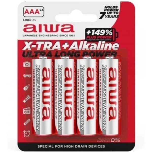 Aiwa - Pile Alcaline X-Tra AAA Lr03 Blister*4