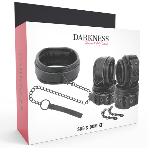 Darkness - Algemas E Colar de Couro Preto – esposas