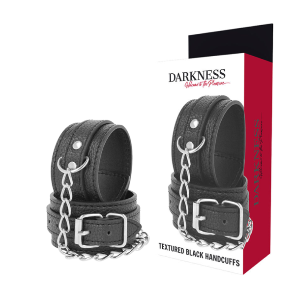 Darkness - Menottes EN Cuir Texturé Noir – épouses