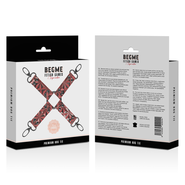 Begme - Corbata de Cerdo de Cuero Vegano Premium Edición Roja