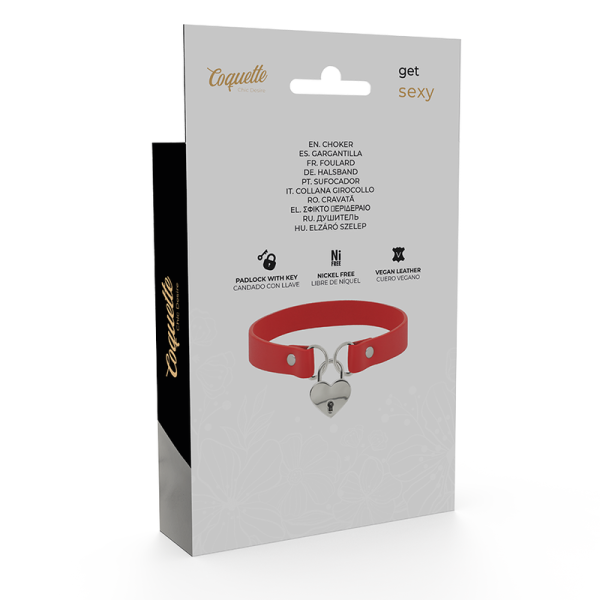 Coquette Chic Desire - Collier EN Cuir Vegan Rouge Avec Access...