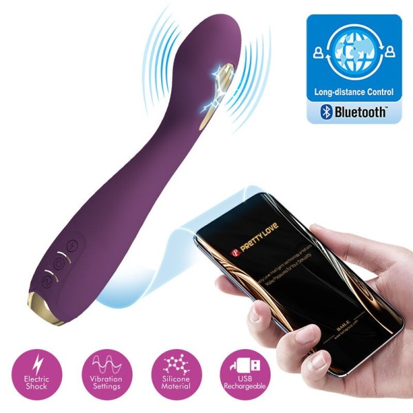 PRETTY LOVE - VIBRADOR ELECTROSHOCK HECTOR POR APP CONTROL PÚRPUR