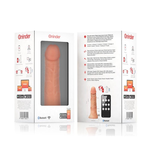 ONINDER - GRAND GODE VIBRATEUR BOGOTÁ 9 VITESSES NATUREL 22 CM -O- 4,5 CM - APPLICATION GRATUITE ONINDER