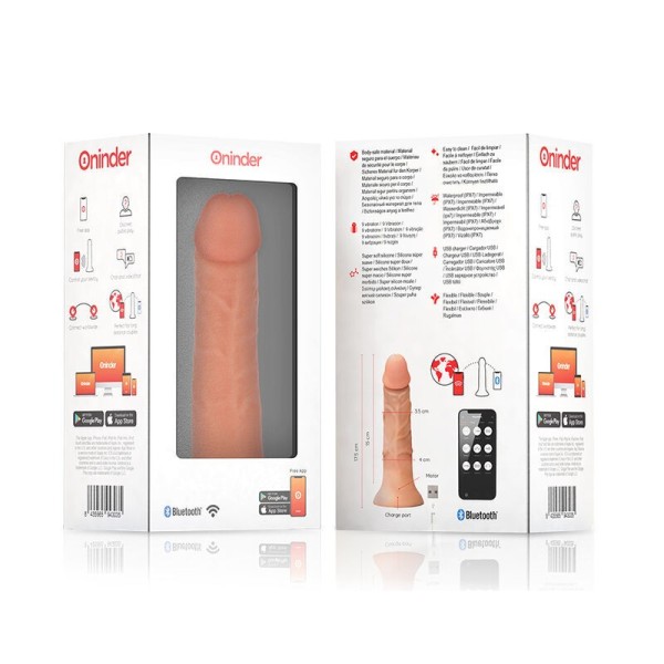 ONINDER - PETIT GODE VIBRATEUR BOGOTÁ 9 VITESSES NATUREL 17.5 CM -O- 4 CM - APPLICATION GRATUITE ONINDER