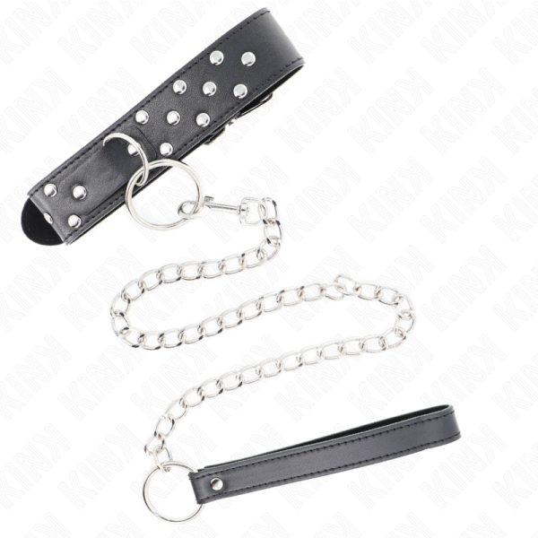 Kink - Collier Rivet Anneau Avec Ceinture 65 CM Noir Ajustable...