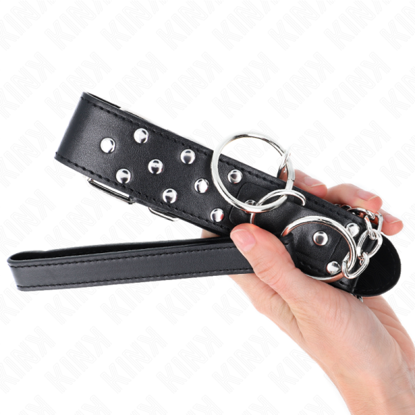 Kink - Collier Rivet Anneau Avec Ceinture 65 CM Noir Ajustable...
