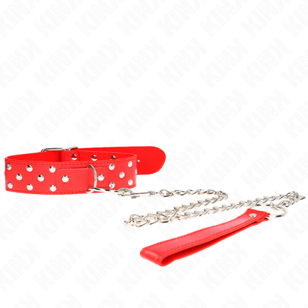Kink - Collar Anillo Remache Con Cinturón 65 CM Rojo Ajustable...