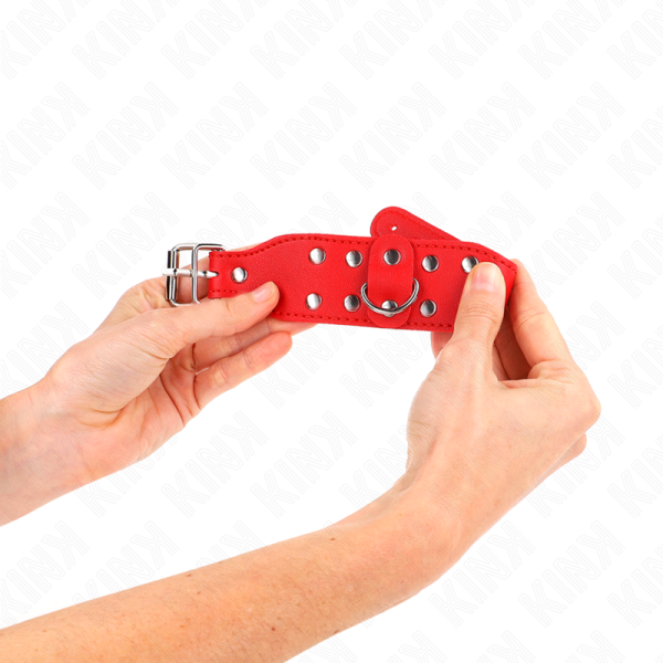 Kink - Pulseras Con Doble Línea De Tachuelas Ajustables Rojo