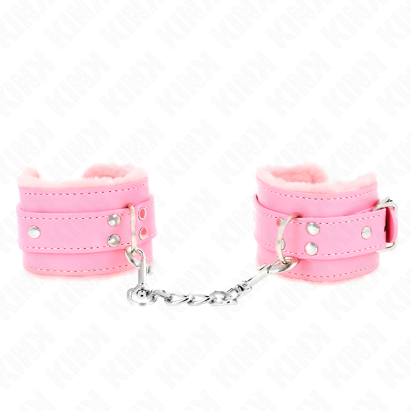 Kink - Appui-Poignets Doublés DE Fourrure Rose Avec Ceinture R...